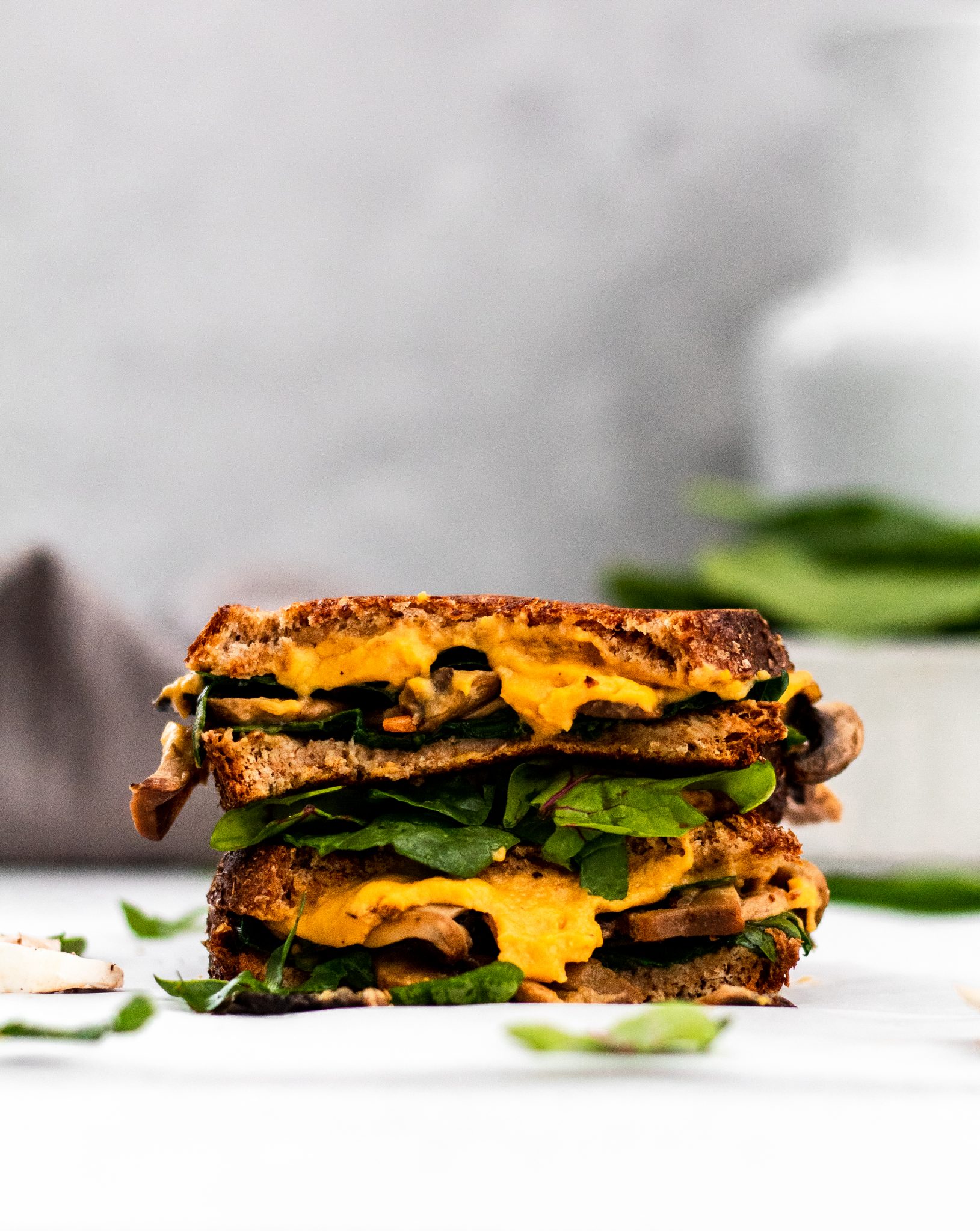 Vegan Mushroom And Spinach Grilled Cheese Sandwich Plantiful Emma