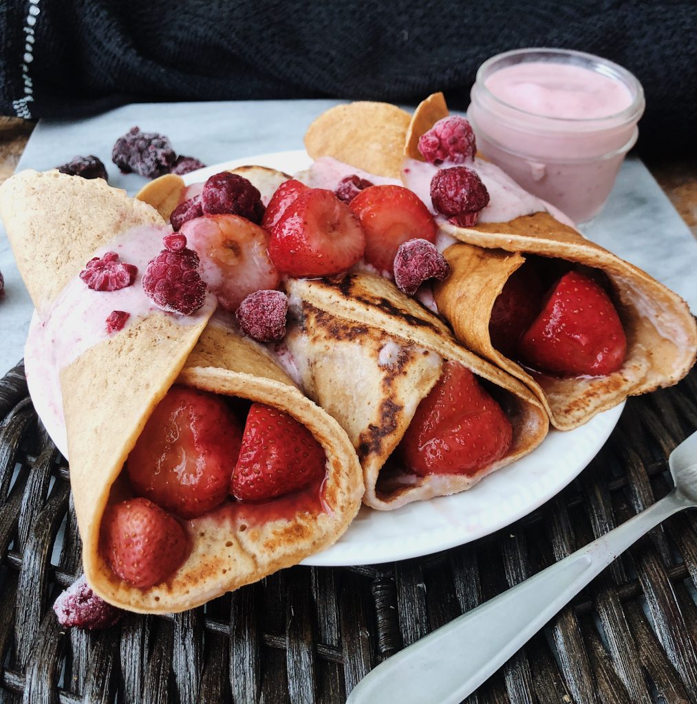 Strawberry Protein Crepes {Vegan Recipe} - FeelGoodFoodie
