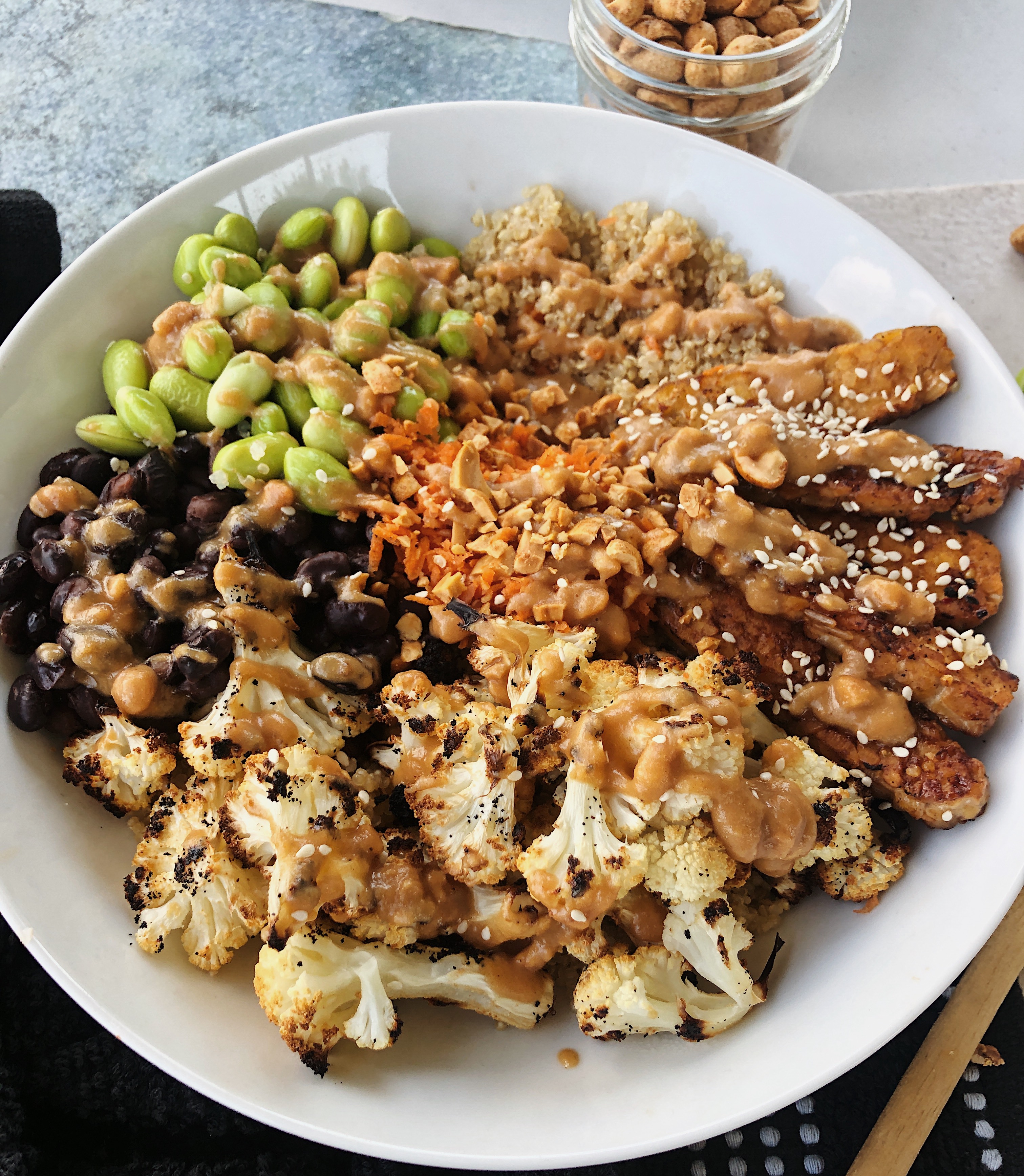 thai peanut quinoa bowl