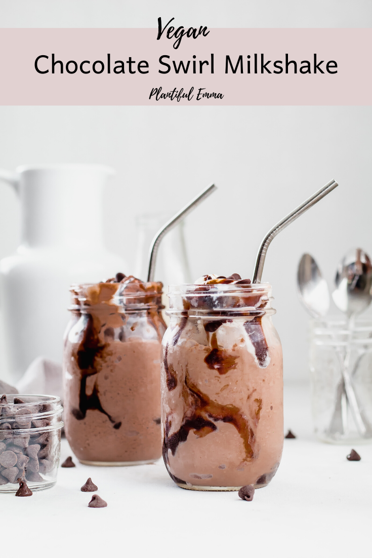 Vegan chocolate swirl milkshake with chocolate and vanilla ice cream