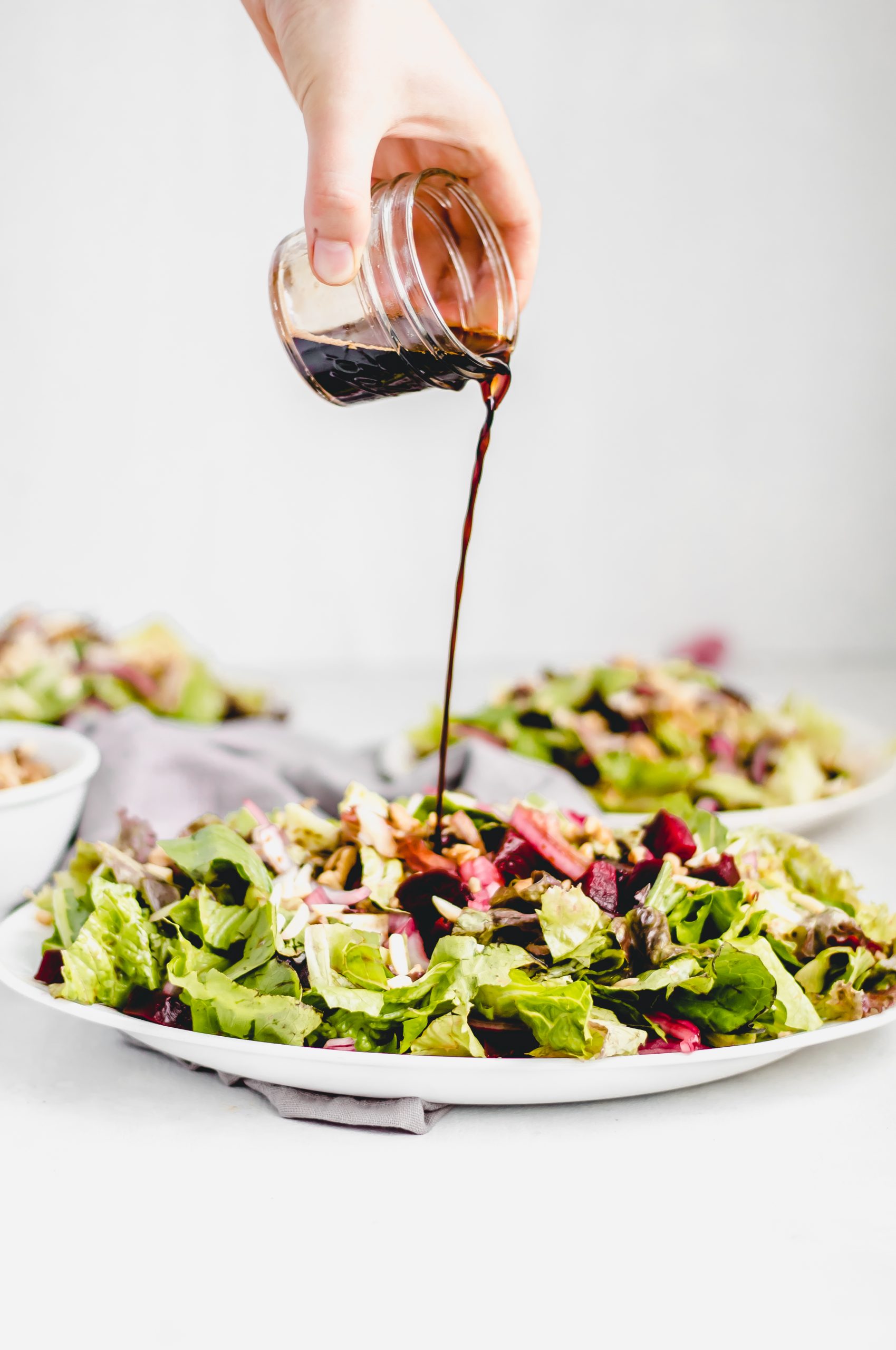 beet walnut salad with balsamic maple glaze