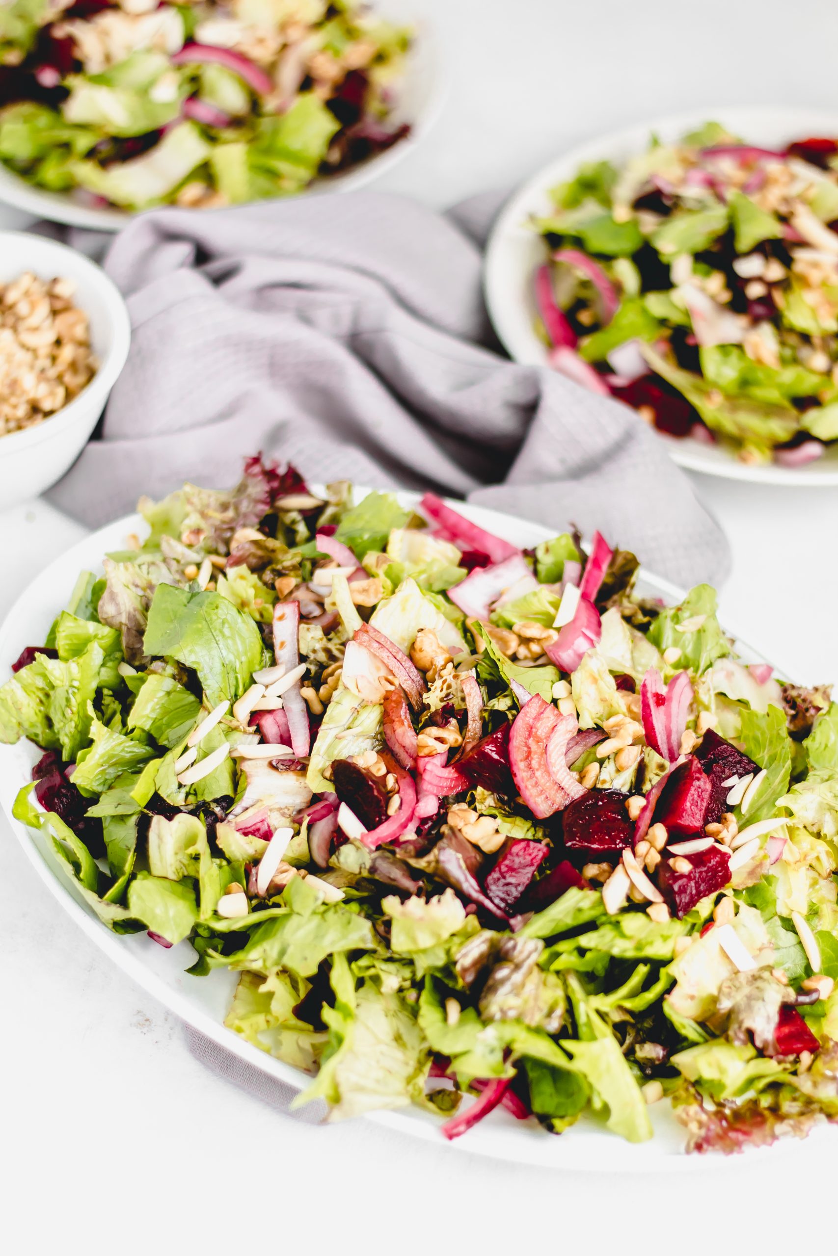 beet walnut salad with balsamic maple glaze