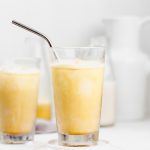 iced golden ginger latte with turmeric, ginger, cinnamon, maple syrup, and coconut milk