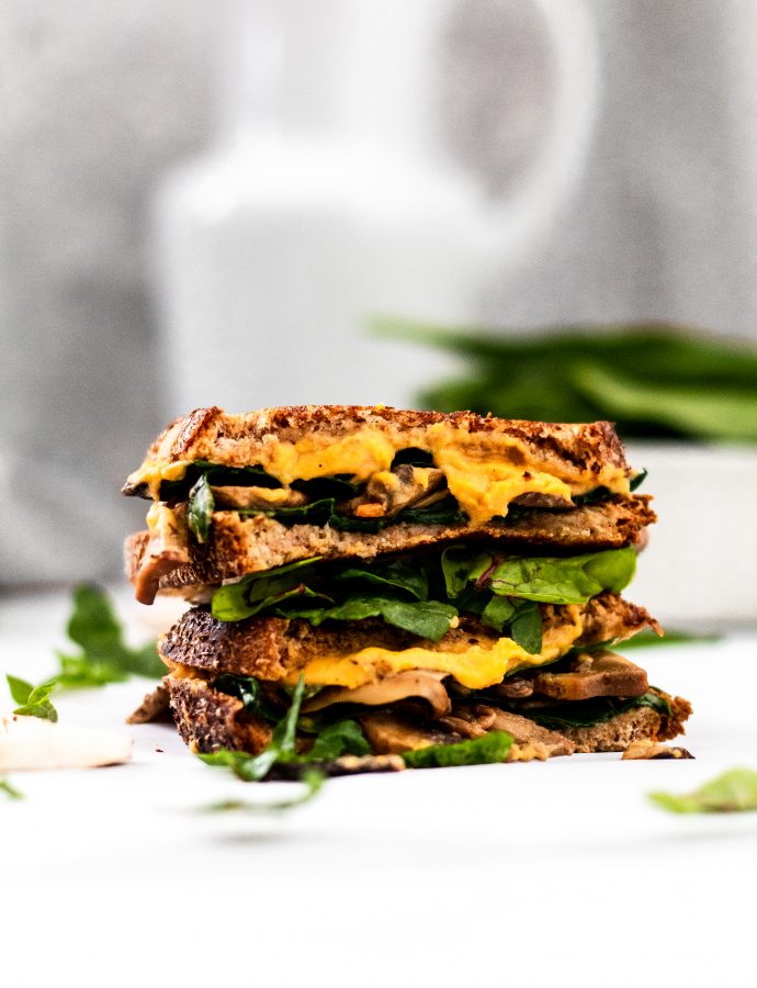 Vegan Mushroom and Spinach Grilled Cheese Sandwich