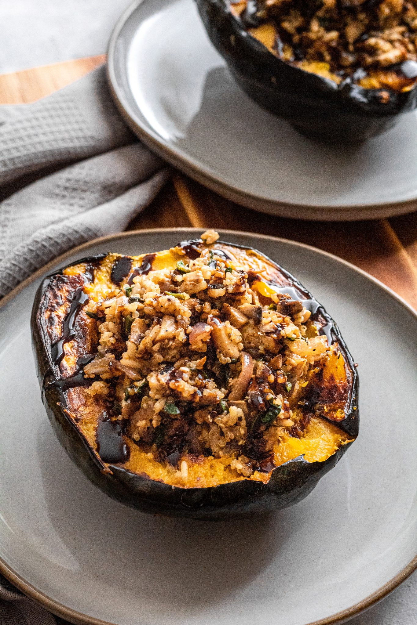 Mushroom And Quinoa Stuffed Acorn Squash Plantiful Emma