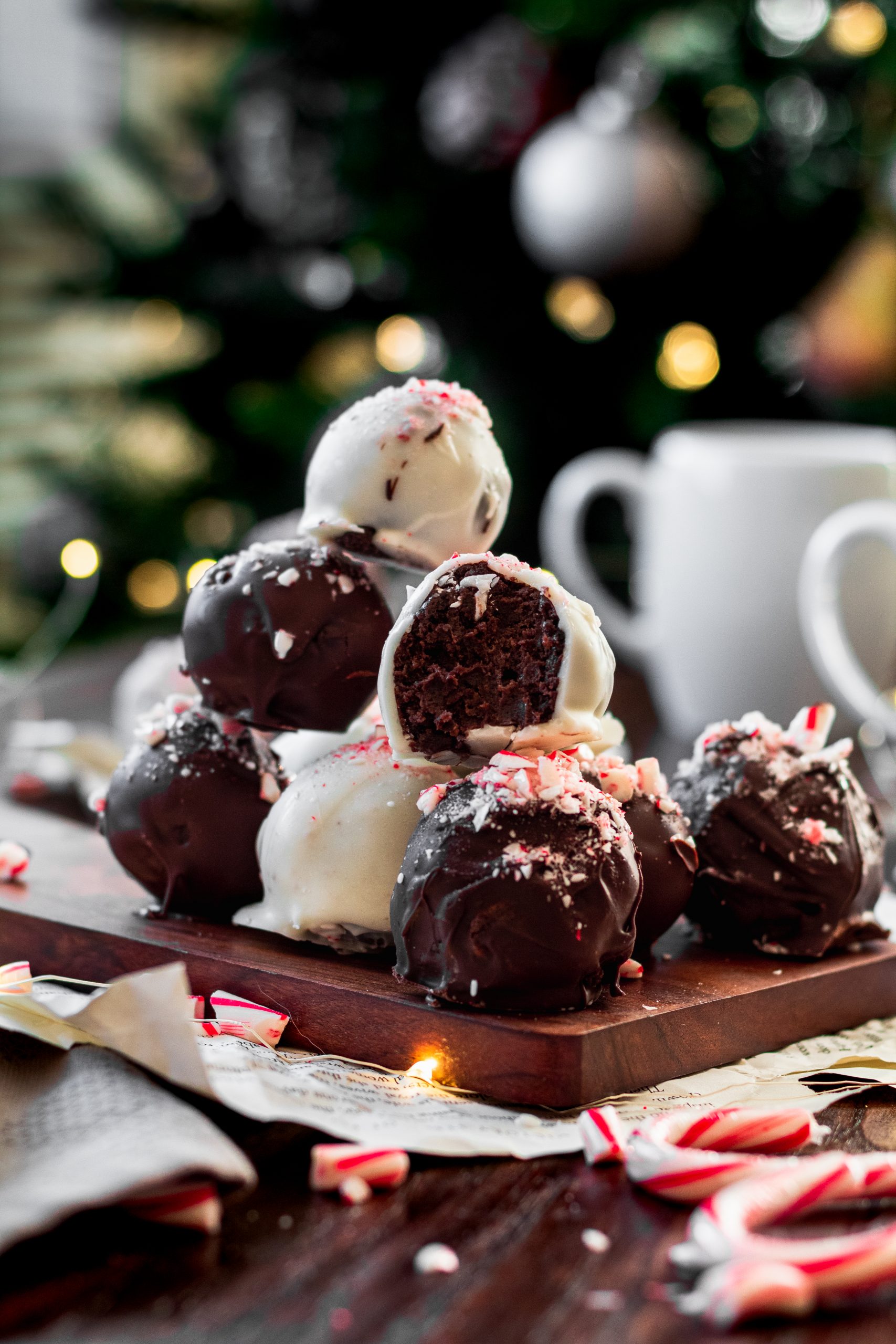 vegan chocolate peppermint cake truffles